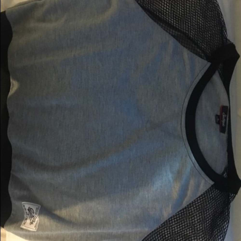 Grey net sleeved shirt